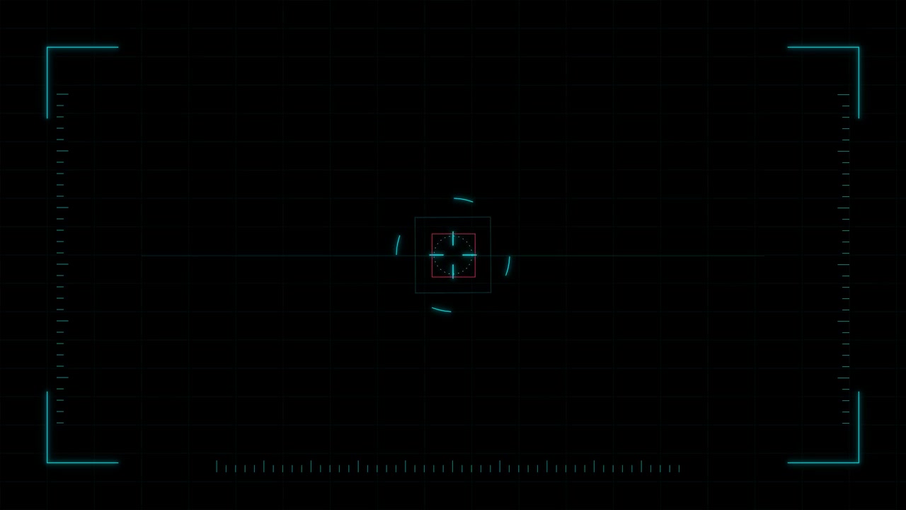 Digital HUD Targeting Reticle Overlay on Black Background