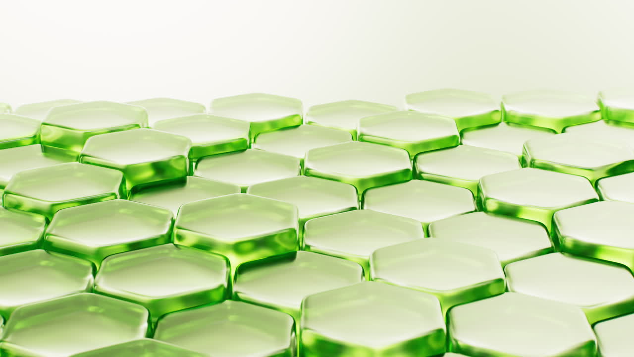 Transparent green hexagonal honeycomb structure background, 3d rendering