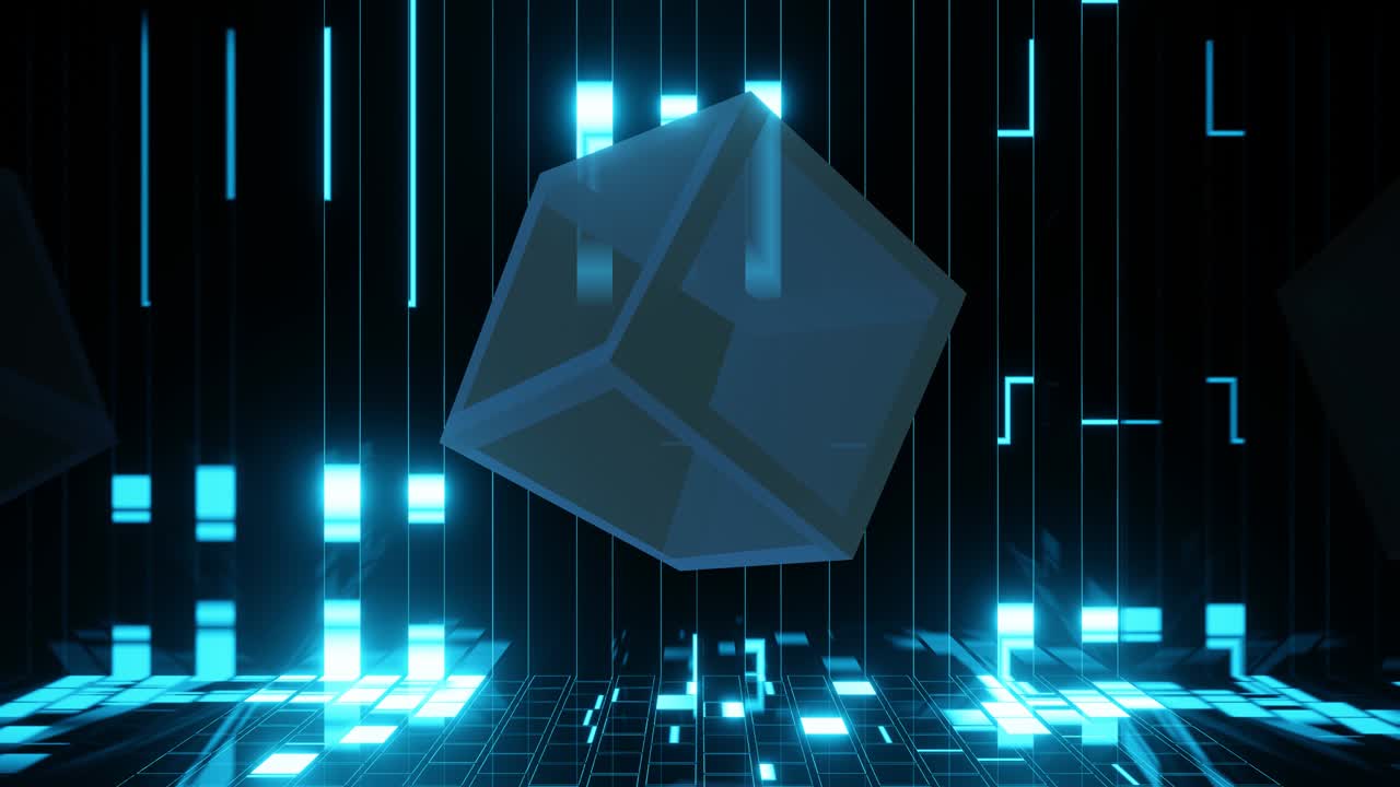 큐빅 기하학의 vj 루프 추상 회전.