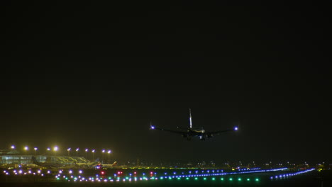 night landing at an airport