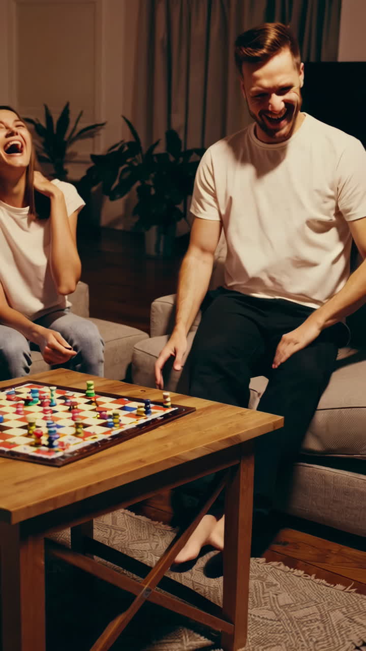 Friends Playing a Board Game at Home