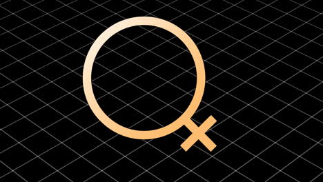 animation of female symbol over grid on black background