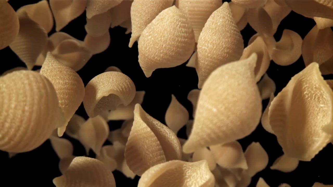 Conchiglie che cadono e risalgono al rallentatore