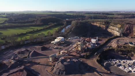 aerial view of a sand quarry in normandy beside the orne river