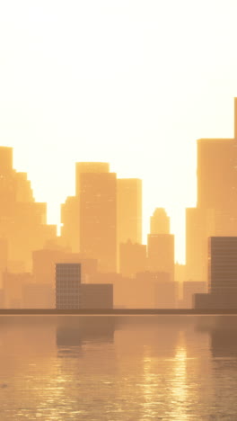 a beautiful cityscape at sunset