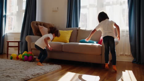 children playing in a living room