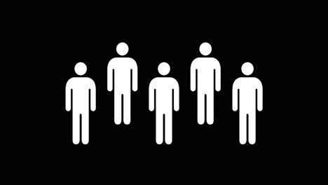 social distancing animation loop of 1,5 meters on a black background with five human icons