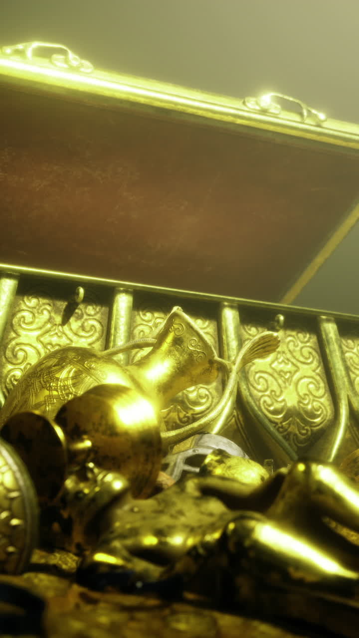 Discovering hidden treasures in an ancient forgotten chest of gold artifacts