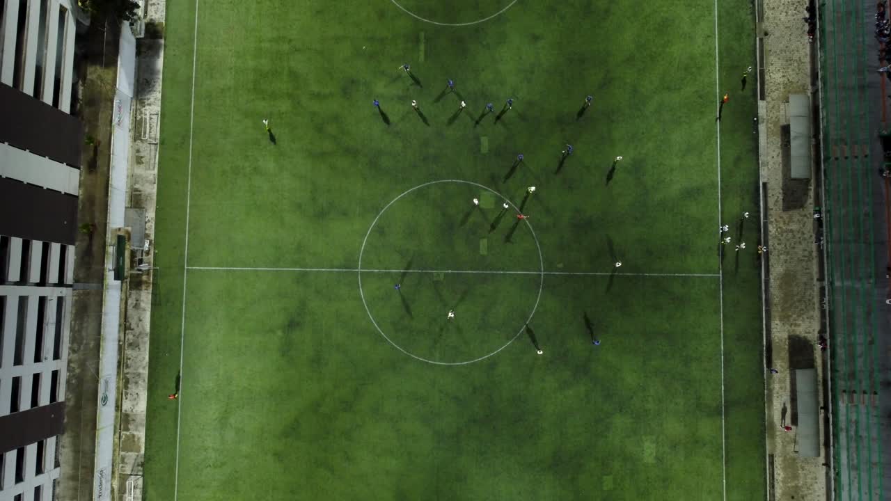 Pemandangan udara pertandingan sepak bola persahabatan