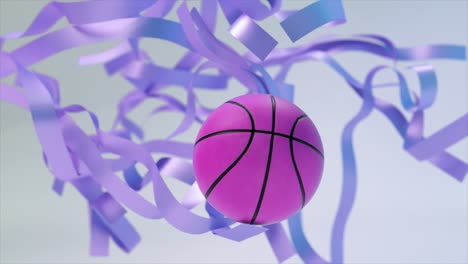 pink basketball with purple ribbons