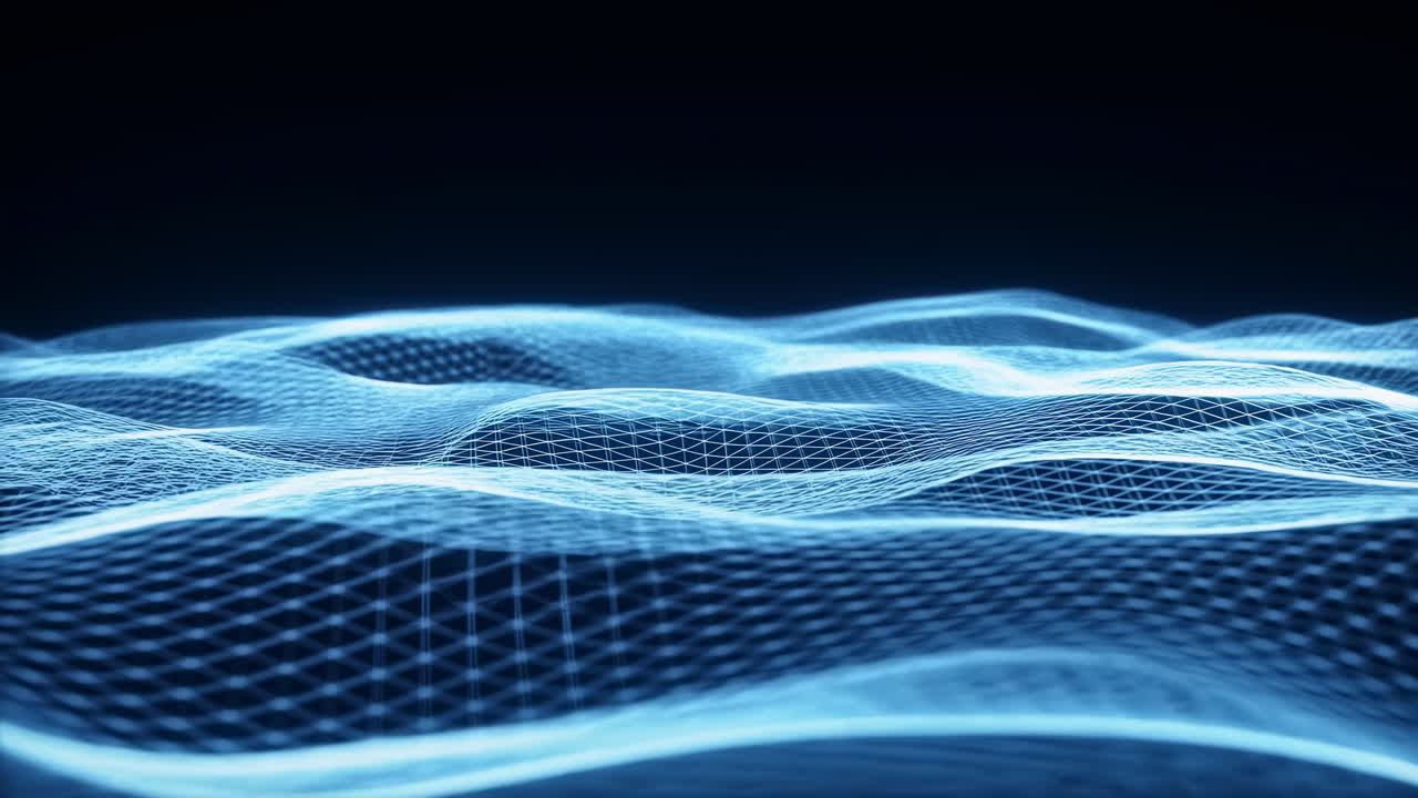 Abstract Blue Digital Wave Grid Motion Background