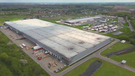 aerial shot of industrial warehouse