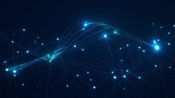 Abstract Digital Network Connection with Glowing Blue Nodes and Lines