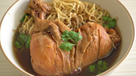 Noodles-with-Braised-Chicken-in-Brown-Soup-Bowl---Asian-food-style