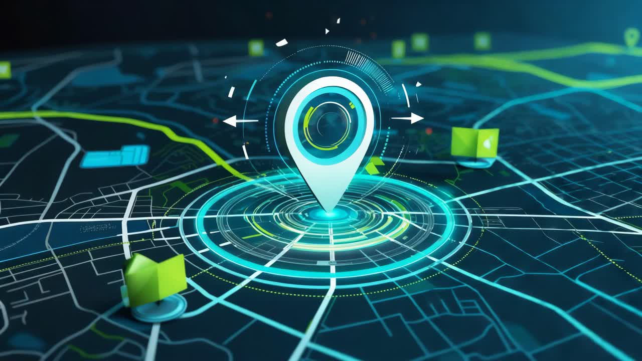 mapa digital de la ciudad con marcador de ubicación