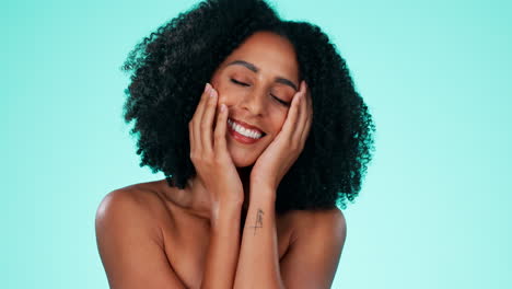 Schwarze-Frau,-Gesicht-Und-Afro-In-Der-Schönheitspflege