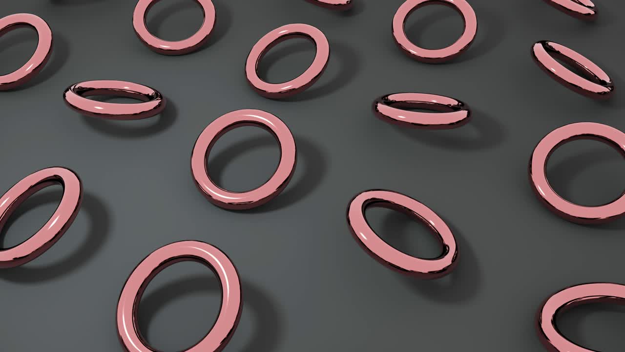 torus de oro rosa 3d girando en una superficie oscura. animación de bucle sin costuras de 4k abstracta y creativa.