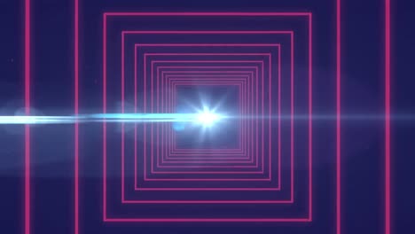 Animation-of-glowing-light-and-square-neon-tunnel