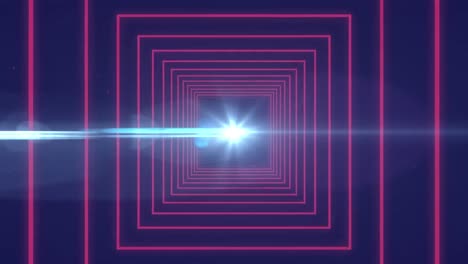 animación de luz brillante y túnel de neón cuadrado