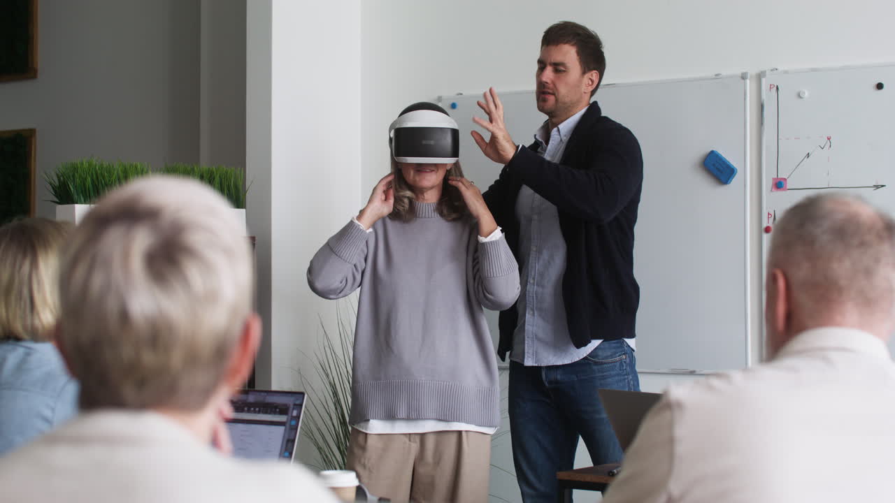 Male teacher explaining in classroom