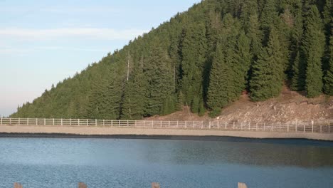 Una-Vista-Del-Lago-Artificial-De-La-Montaña-Postavarul-En-Poiana-Brasov,-Rumania