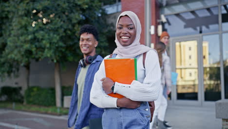 group of diverse students on a college campus