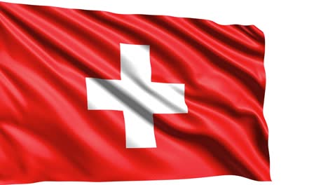 flag of switzerland with fabric structure in the wind (alpha channel, loopable)