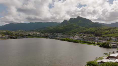 rise over ka'elepulu pond in kailua neighborhood on oahu island in hawaii on a beautiful day