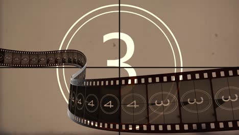 película de animación rodando contra la cuenta atrás retro película para la realización de películas introducción