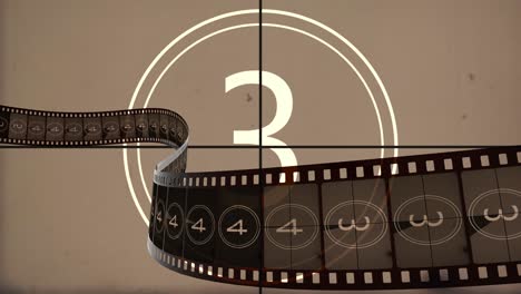 animated film rolling against retro countdown movie for filmmaking introduction