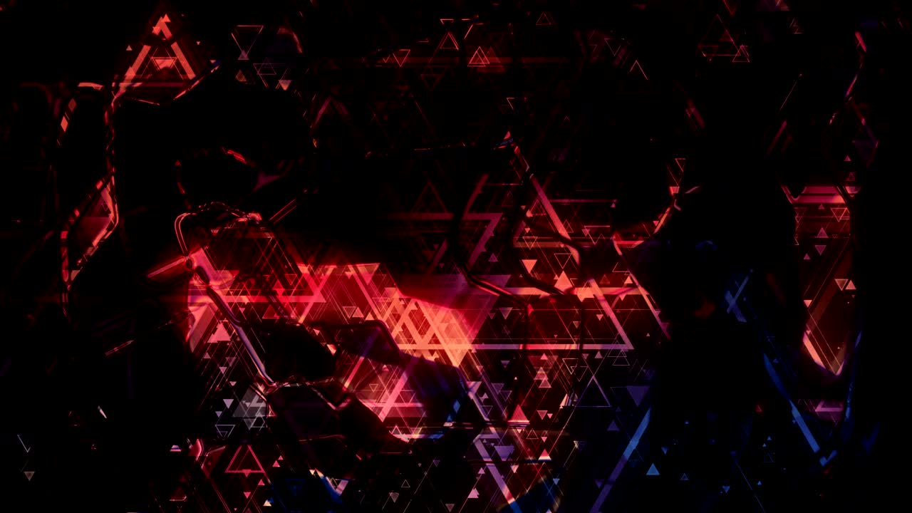 Sfondo luminoso animato e pulsante basato su forme geometriche colorate di diverse dimensioni. In loop.