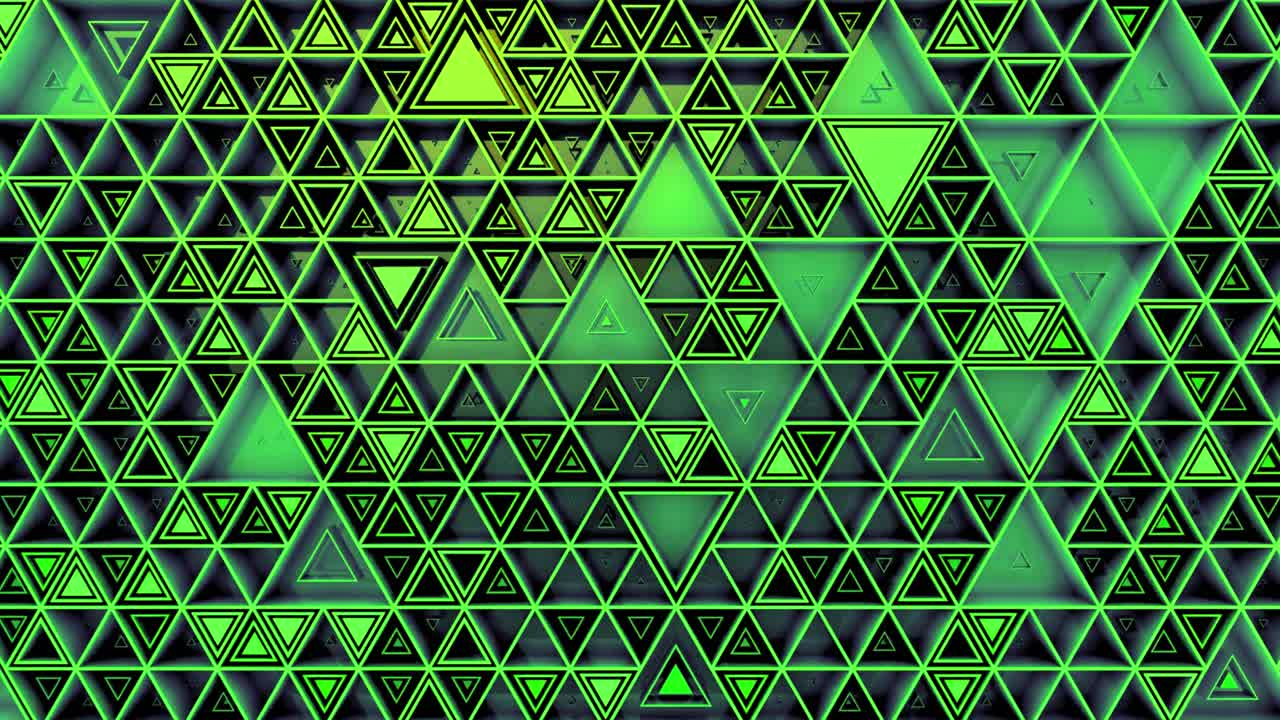 Abstract Green Glowing Triangles Geometric Pattern Background Loop