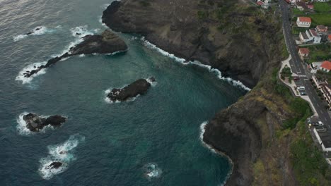 idyllic town of seixal on volcanic coast during stunning sunrise in madeira