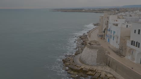 drone footage of the coast line of monopoli in southern italy's puglia region