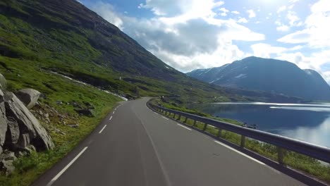 driving a car on a road in norway