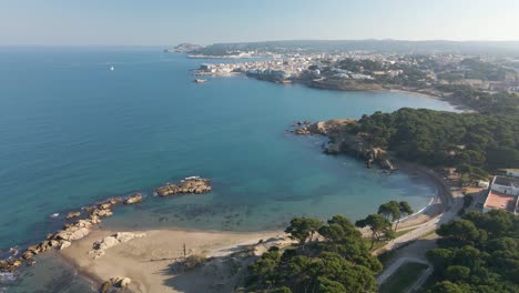 aerial images with drone of the beach of begur palafrugell in girona europe