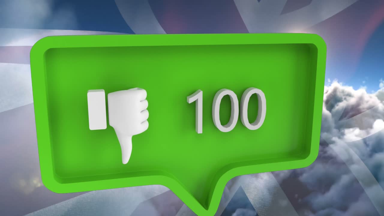 미국 국기와 함께 음성 거품에 숫자를 가진 아이콘과는 달리 애니메이션