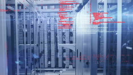 animación del procesamiento de datos y luces sobre los servidores