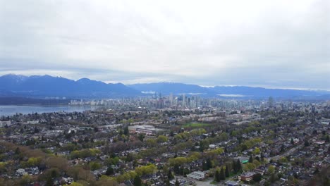 aerial view of vancouver city skyline with residential neighborhoods in canada