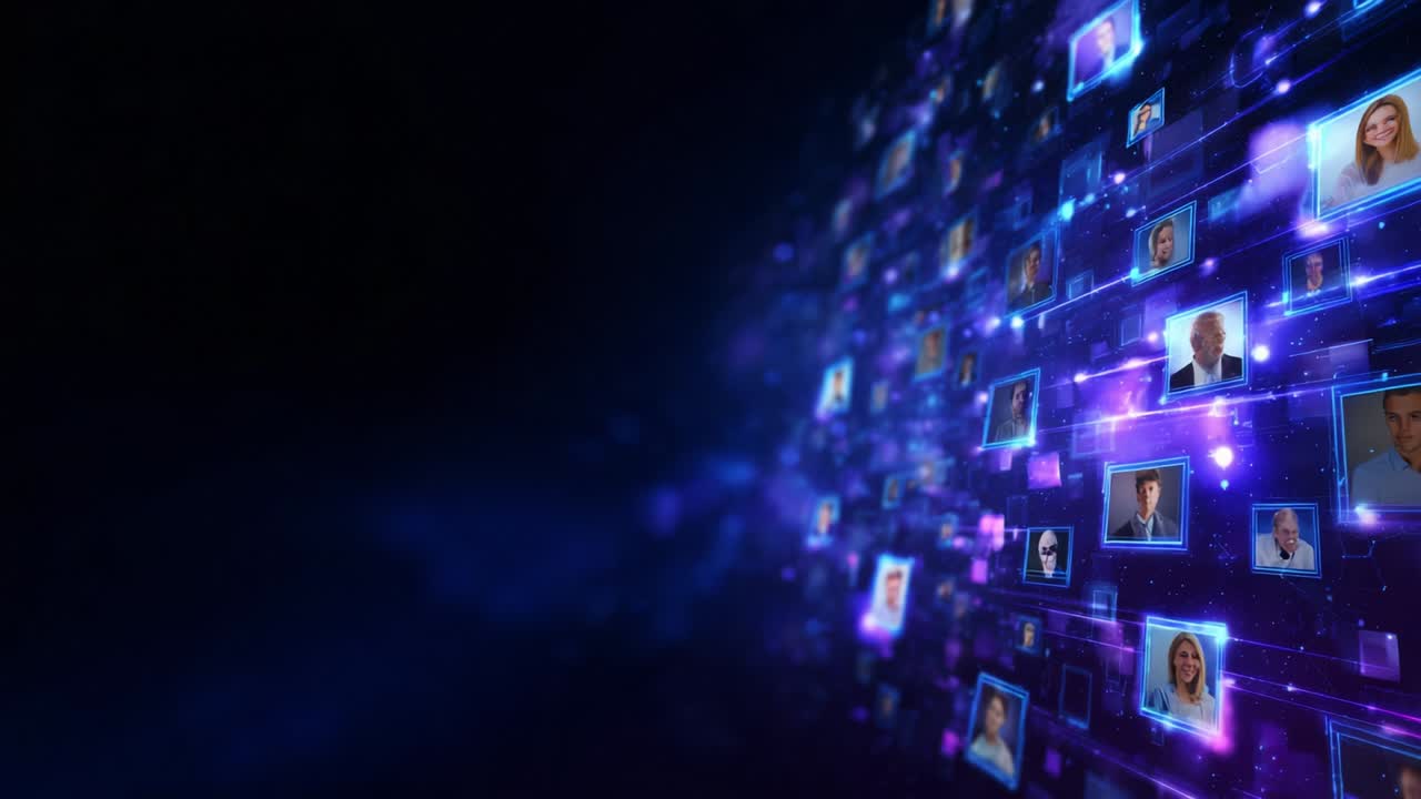 A Dynamic Visual Display of Faces Showcasing a Diverse Array of Individuals in a Streamlined Digital Format, Connected Through an Engaging Network of Profiles and Photographs