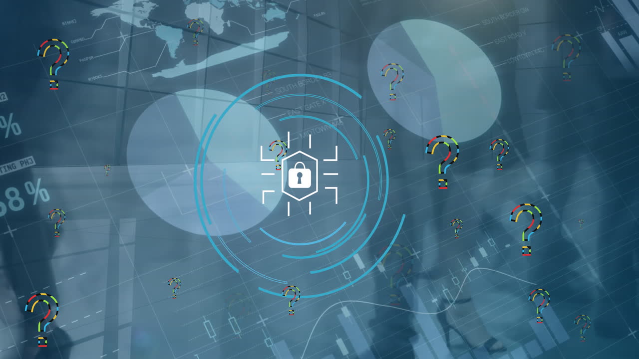 파들록과 도시에 있는 사람들의 데이터 처리의 애니메이션