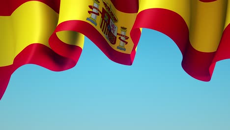 spain waving flag on blue sky for banner design. spain flag waving - animated background. spanish holiday design. seamless loop