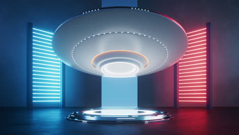 futuristic stage with glowing neon lights, 3d rendering.