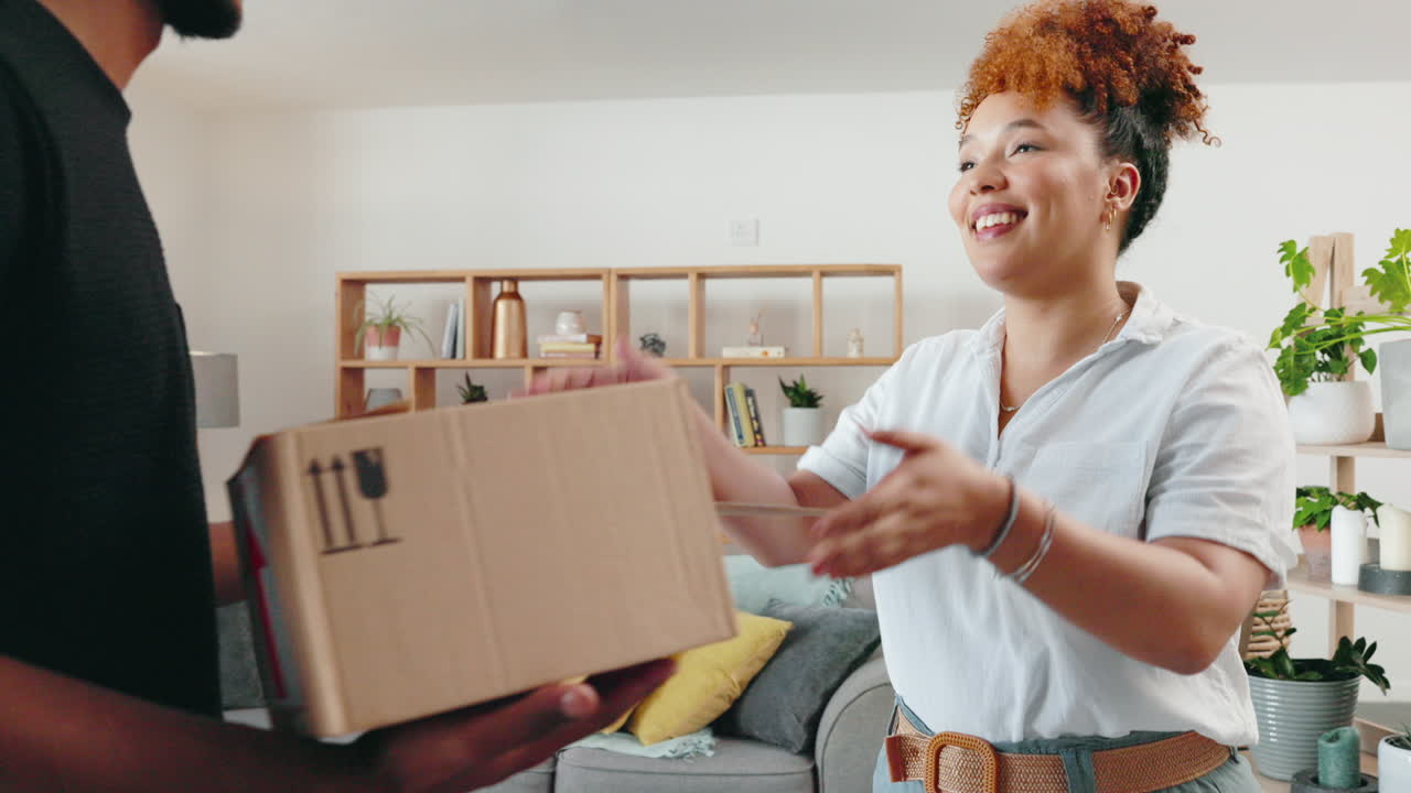 Delivery, ecommerce and signature with a black