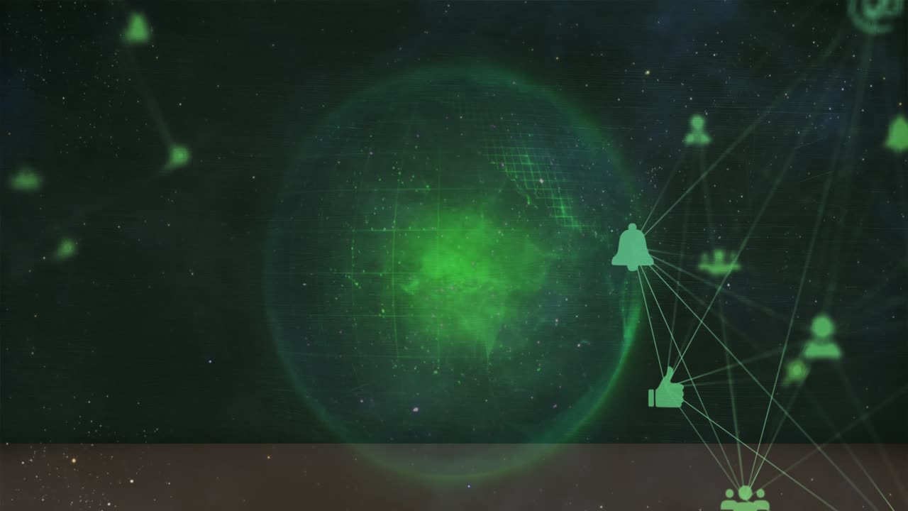 Animation of globe with network of connections over black background