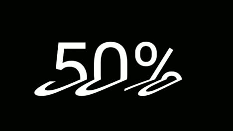 number-fifty-percent-50%-animation-motion-graphics-with-Glitch-effect-on-black-background