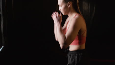 woman training boxing exercises