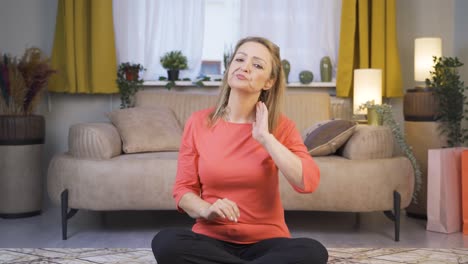 woman with neck pain.
