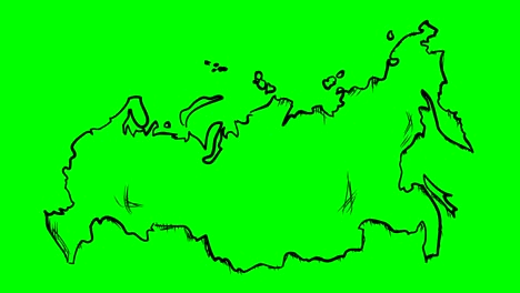 rusia dibujando el contorno del mapa en pantalla verde tabla blanca aislada