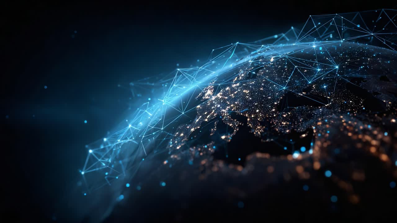 A Stunning Visualization of Earth's Connectivity Highlighting the Intricate Network of Light and Technology Illuminating Our Planet's Surface